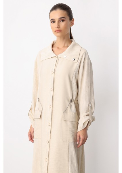 Poly /cupra Ön Beden Özel Dokuma Kumaş Spor Kap Ferace-Bej