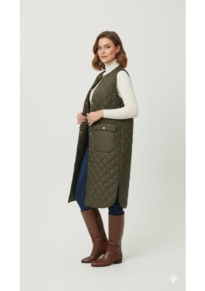 Zamansız (Yumuşak) Elyaf Dolgulu Astarlı Yelek-Haki fiyatları