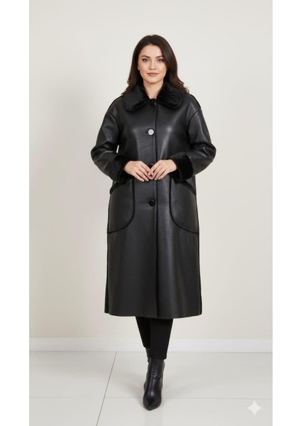 Çift Taraflı Kullanım Imkanlı Zamansız Hafif Manto Kaban-Siyah indirimleri