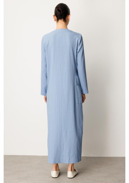 x Tasarım Özel Dokuma Tam Boy Zamansız Kap Ferace-Indigo