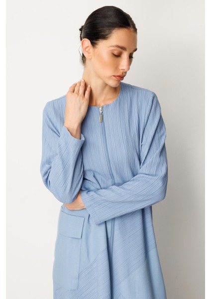 x Tasarım Özel Dokuma Tam Boy Zamansız Kap Ferace-Indigo