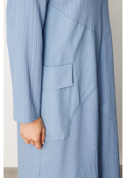 x Tasarım Özel Dokuma Tam Boy Zamansız Kap Ferace-Indigo