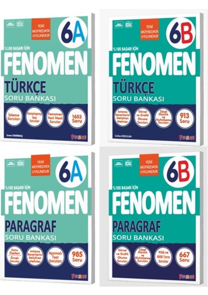 Fenomen Okul 2026 6. Sınıf Türkçe + Paragraf A + B Serisi Soru Seti 4 Kitap Güncel Müfredat