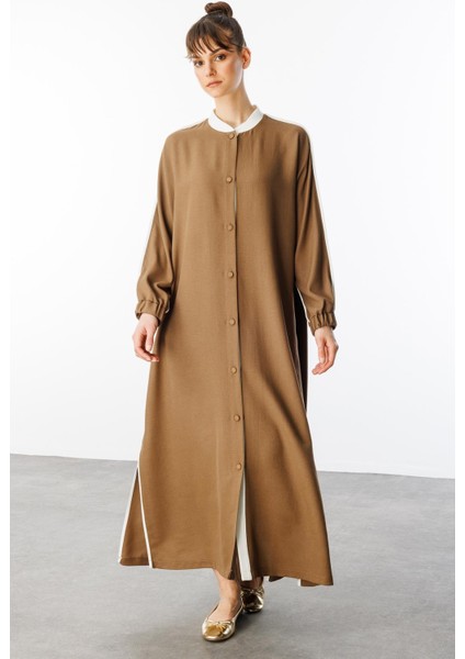 Ss Kontrast Biye Detaylı Ribana Yaka Spor Ipekçe Doku Kap/ Ferace-Vizon