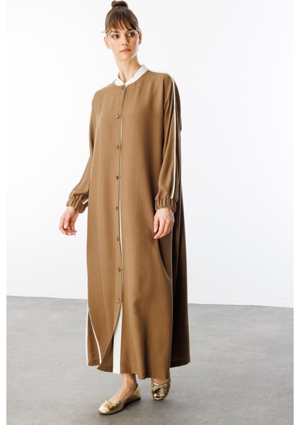 Ss Kontrast Biye Detaylı Ribana Yaka Spor Ipekçe Doku Kap/ Ferace-Vizon fırsatları