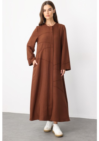 Zv Nervur Aller Dikiş Detaylı Ipekçe Doku Zamansız Spor Kap/ Ferace-Kahve