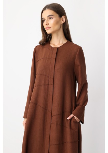 Zv Nervur Aller Dikiş Detaylı Ipekçe Doku Zamansız Spor Kap/ Ferace-Kahve modelleri