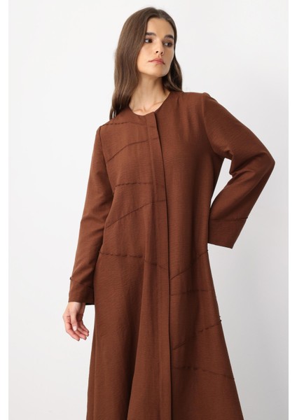 Zv Nervur Aller Dikiş Detaylı Ipekçe Doku Zamansız Spor Kap/ Ferace-Kahve fırsatları