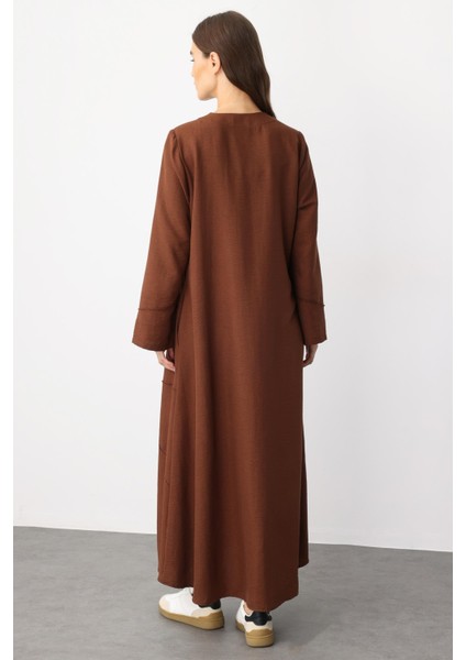 Zv Nervur Aller Dikiş Detaylı Ipekçe Doku Zamansız Spor Kap/ Ferace-Kahve indirimleri