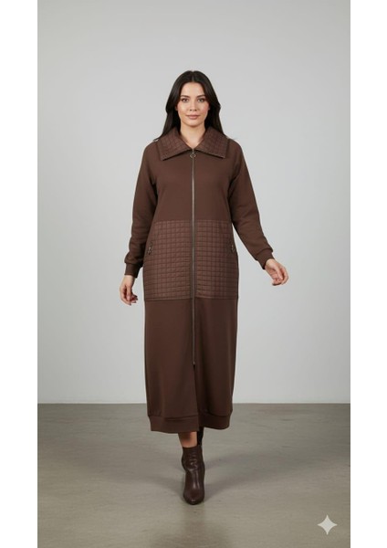 Kare Jakar Kapitone ve Krep Doku Mix Astarlı Mevsimlik Spor Trench Kap-Kahve fiyatları