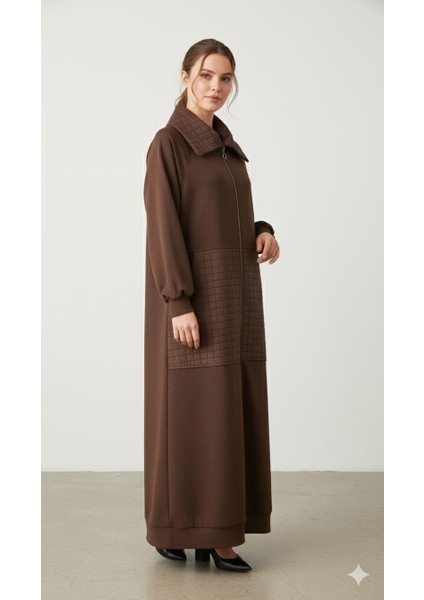 Kare Jakar Kapitone ve Krep Doku Mix Astarlı Mevsimlik Spor Trench Kap-Kahve modelleri