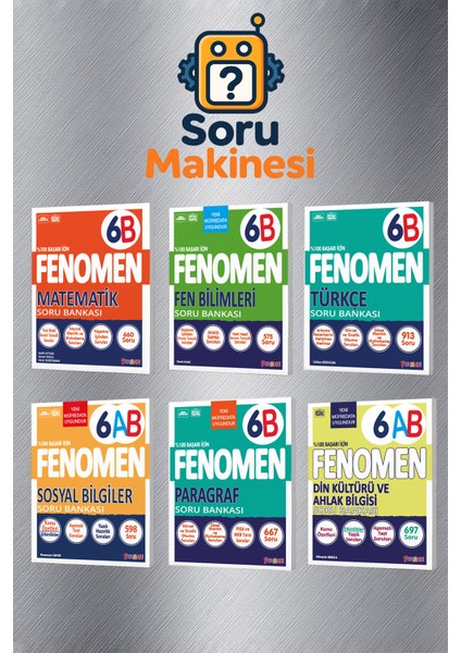 Fenomen Yayınlıcılık 6.sınıf B Grubu 6'li Set (Güncel)