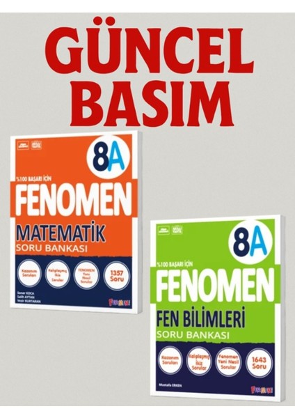 8. Sınıf Matematik - Fen Bilimleri (A Set) Soru Bankaları