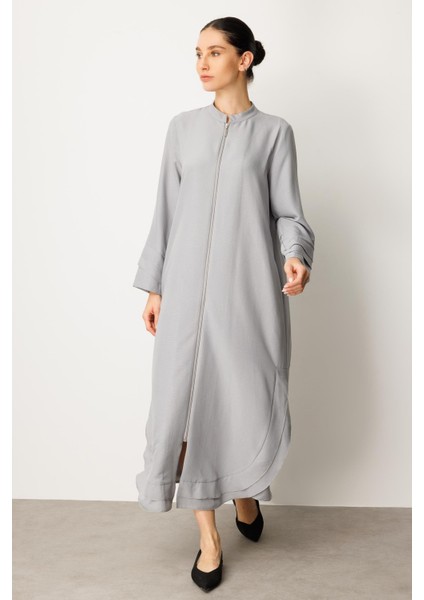 Şifon ve Garni Detaylı Hafif, Ince Ipekçe Kap-Gri fiyatları