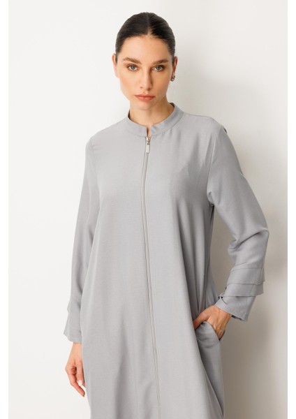 Şifon ve Garni Detaylı Hafif, Ince Ipekçe Kap-Gri modelleri