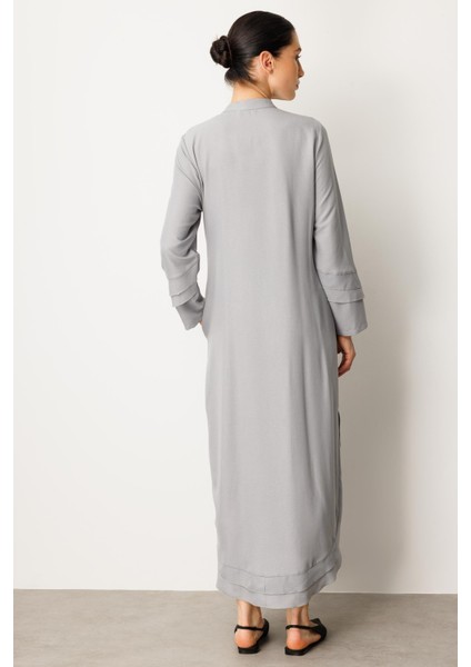 Şifon ve Garni Detaylı Hafif, Ince Ipekçe Kap-Gri fırsatları