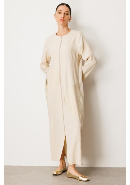 x Tasarım Özel Dokuma Tam Boy Zamansız Kap Ferace-Bej