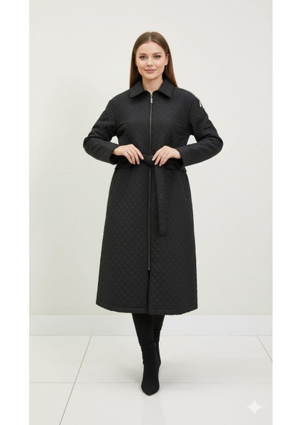 Hzr Fermuar Detaylı Jakar Kapitone Spor Trench Kap-Siyah fiyatları