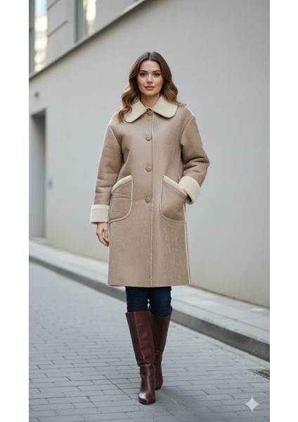 Çift Taraflı Kullanım Imkanlı Zamansız Hafif Manto Kaban-Taş