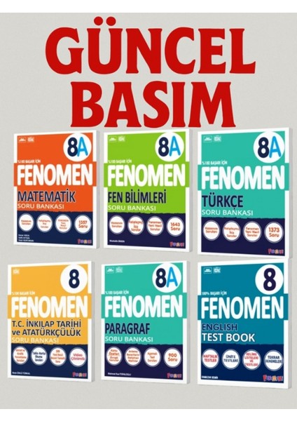 8. Sınıf Matematik - Fen B. - Türkçe - Paragraf - Inkılap T. - English Test (A) Set Soru Bankaları
