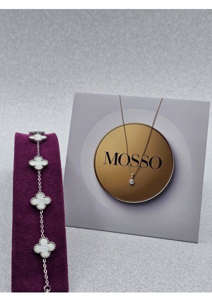 Yonca Model Beyaz Çelik Bileklik Gümüş Renk