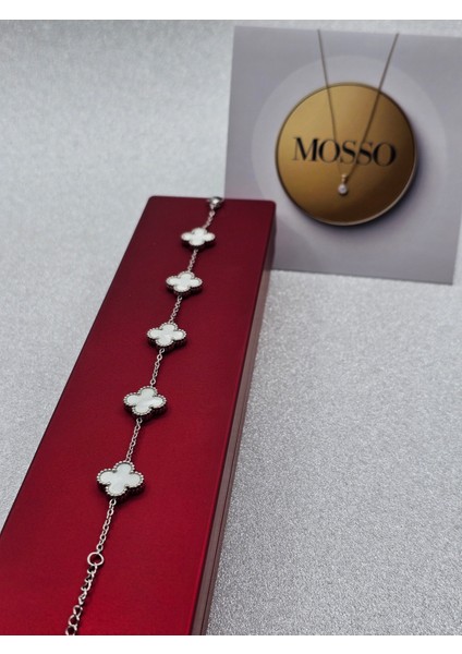 Yonca Model Beyaz Çelik Bileklik Gümüş Renk fiyatları