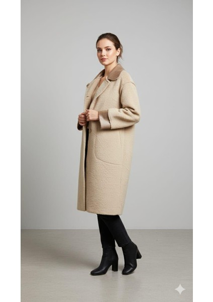 Çift Taraflı Kullanım Imkanlı Zamansız Hafif Manto Kaban-Taş