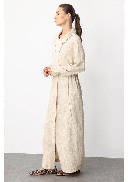 Y Yaka Ply-Cupra Garni Detaylı Spor Elbise Kap Ferace-Bej fiyatları