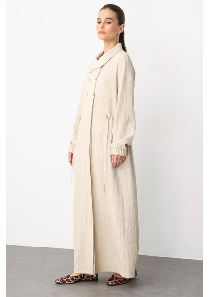 Y Yaka Ply-Cupra Garni Detaylı Spor Elbise Kap Ferace-Bej modelleri