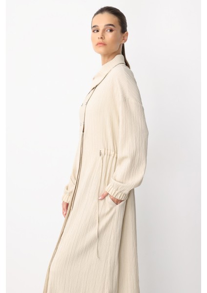 Y Yaka Ply-Cupra Garni Detaylı Spor Elbise Kap Ferace-Bej fırsatları