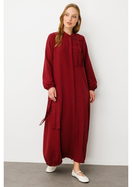 Mesh Poly - Cupra Detaylı Özel Işleme Desen Ferace Kap-Bordo fiyatları