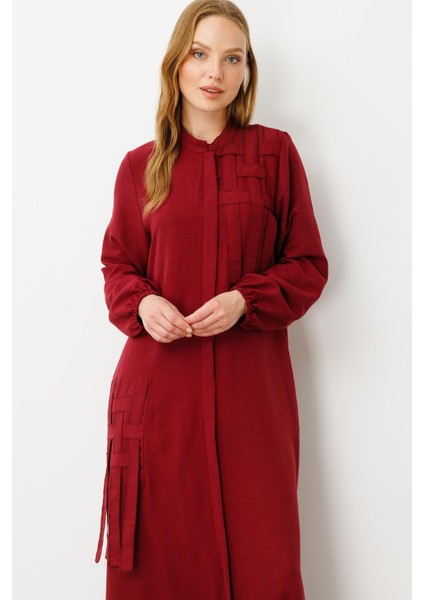 Mesh Poly - Cupra Detaylı Özel Işleme Desen Ferace Kap-Bordo fırsatları