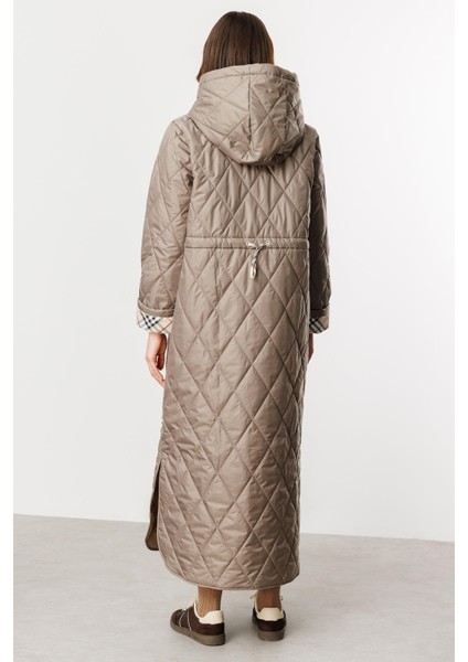 Vip Extra Dolgulu Spor Özel Garni Detaylı Zamansız ve Klasik Kaban Manto-Vizon