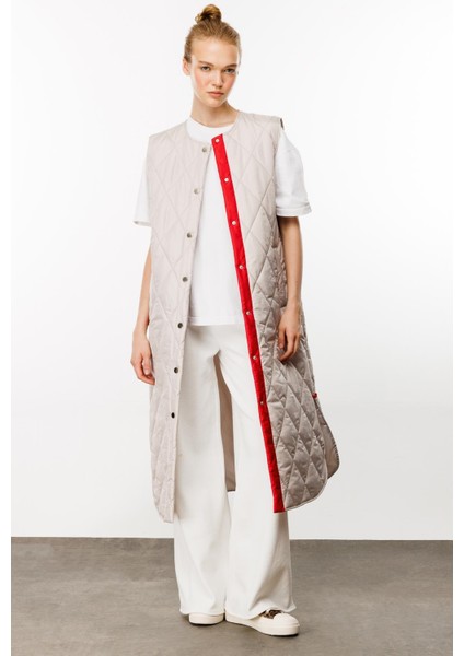 Armonia Çıt Çıt Kapamalı Renk Detayları ile Süslenmiş Zamansız Spor Yelek-Gri