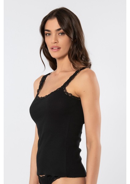 Türen Kadın Likralı Dantelli Ip Askılı Kaşkorse 926/SIYAH fiyatları