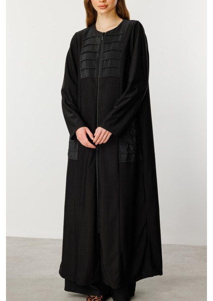 Nervur Detaylı Spor Dökümlü Kumaş Ferace Kap-Siyah fırsatları