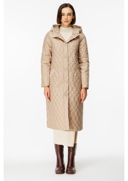 My Triko Garnili Kapitone Dolgu Kaban Manto-Taş