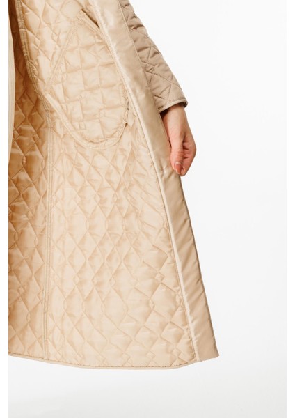 My Triko Garnili Kapitone Dolgu Kaban Manto-Taş