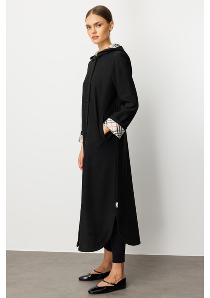 Özel Garni ve Aks Detaylı Otto Kumaş Astarlı Mevsimlik Spor Zamansız Trench / Kap-Siyah fiyatları