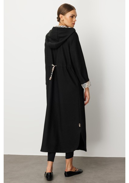 Özel Garni ve Aks Detaylı Otto Kumaş Astarlı Mevsimlik Spor Zamansız Trench / Kap-Siyah indirimleri