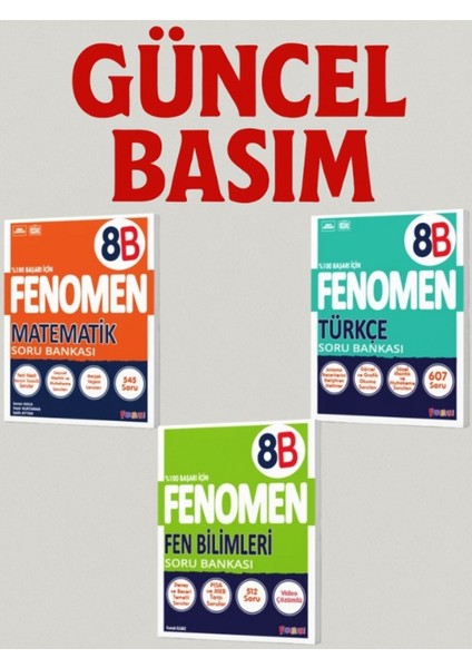8. Sınıf Matematik - Fen Bilimleri - Türkçe (B Set) Soru Bankaları