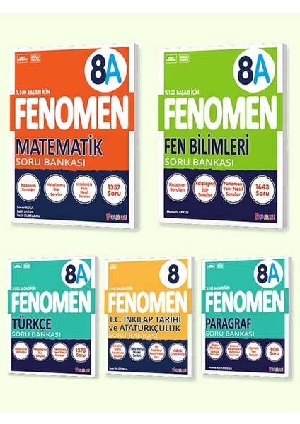 Fenomen 8. Sınıf 5'li Set 2025 (Matematika, Fena, Türkçe, Inkılap Tarihi ve Atatürkçülük, Paragrafa)