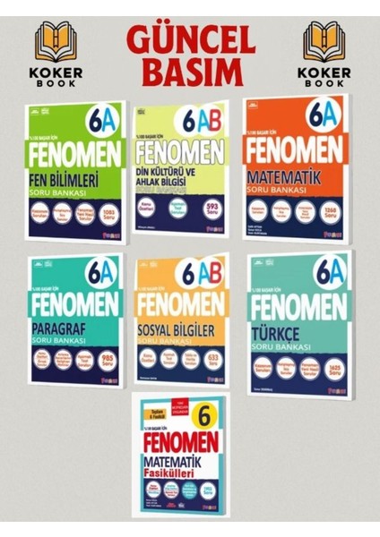 Fenomen 6. Sınıf Fen - Din - Matematik - Paragraf - Türkçe - Sosyal- Matematik Fasikül - (A) Set