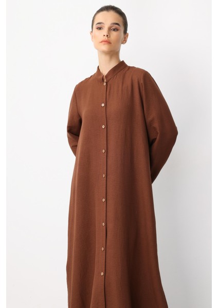 Mesh Sırt Desen Işleme Ipekçe Kumaş Spor Kap- Elbise- Ferace-Kahve