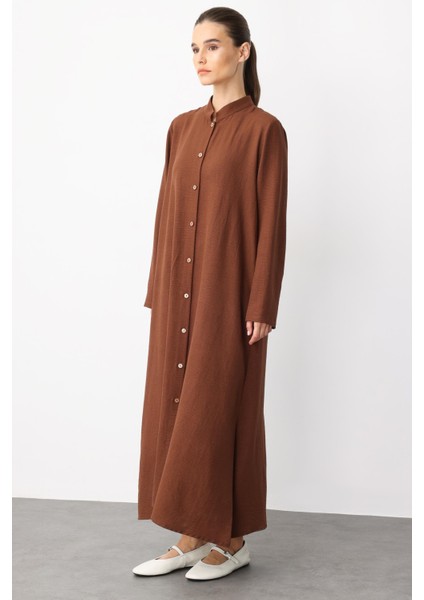 Mesh Sırt Desen Işleme Ipekçe Kumaş Spor Kap- Elbise- Ferace-Kahve modelleri