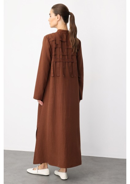 Mesh Sırt Desen Işleme Ipekçe Kumaş Spor Kap- Elbise- Ferace-Kahve indirimleri