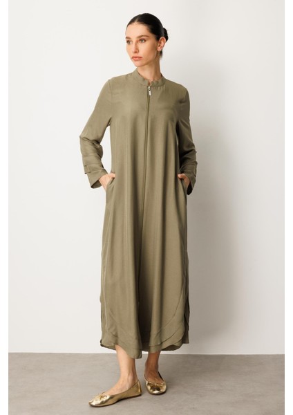 Şifon ve Garni Detaylı Hafif, Ince Ipekçe Kap-Haki fiyatları