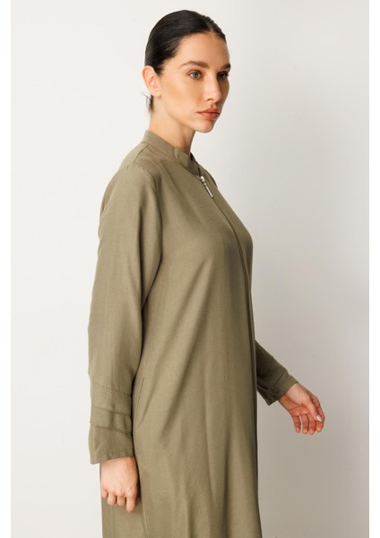 Şifon ve Garni Detaylı Hafif, Ince Ipekçe Kap-Haki indirimleri