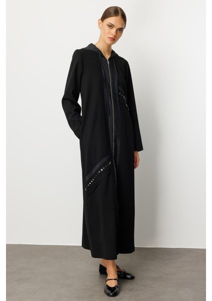 Poly Cupra Krep Doku Mix File Aks Detaylı Aatarlı Mevsimlik Trench/ Kap-Siyah fiyatları