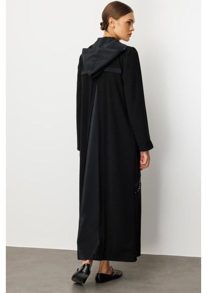 Poly Cupra Krep Doku Mix File Aks Detaylı Aatarlı Mevsimlik Trench/ Kap-Siyah indirimleri